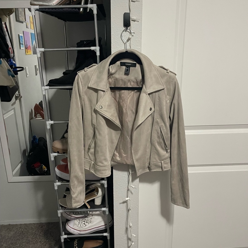 Forever 21 Taupe Suede Moto Jacket
